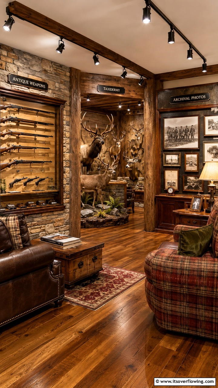 Themed Display Zones - 30 Hunting Trophy Room Ideas for Rustic Decor