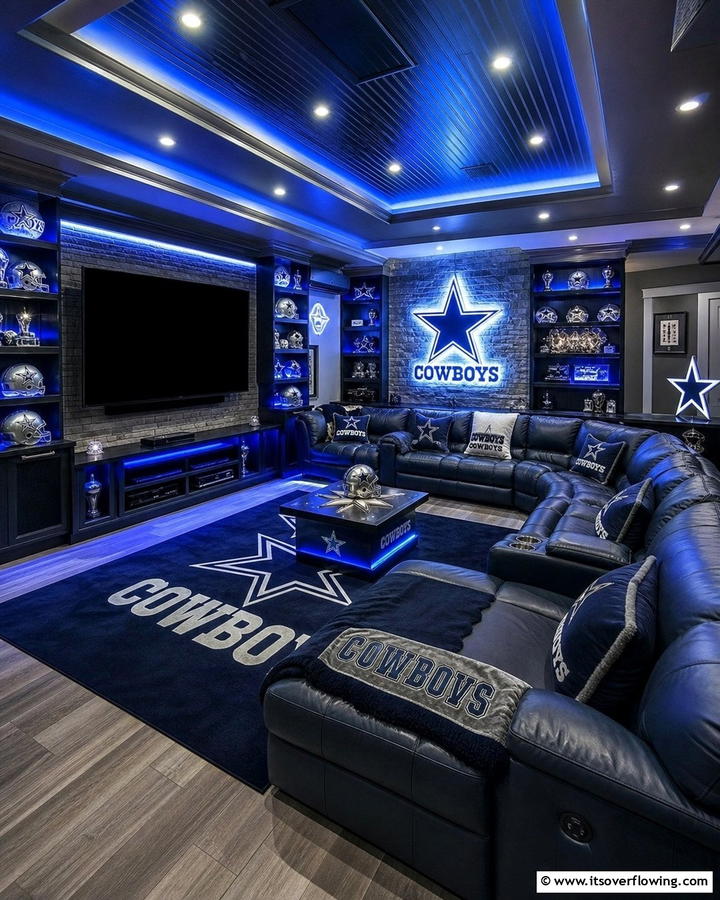 Themed Lighting - 20 Dallas Cowboys Man Cave Ideas for True Fans