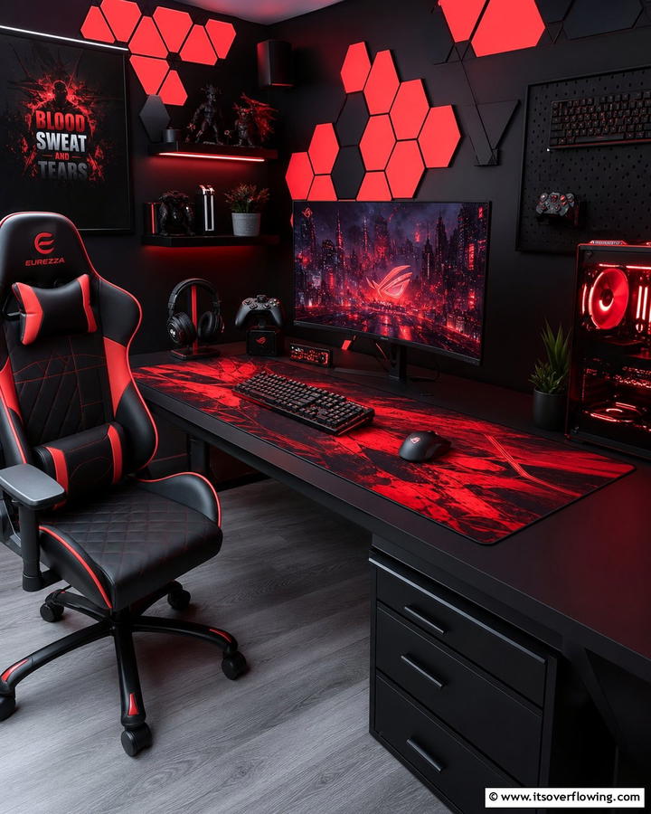 Themed Mouse Pad - 25 Red and Black Gaming Setup Ideas for a Stylish Space