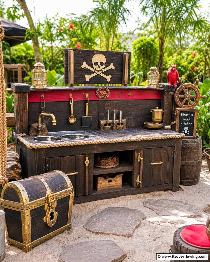 Themed Mud Kitchen Pirates Bakery etc - 20 Mud Kitchen Ideas for Outdoor Fun with Kids