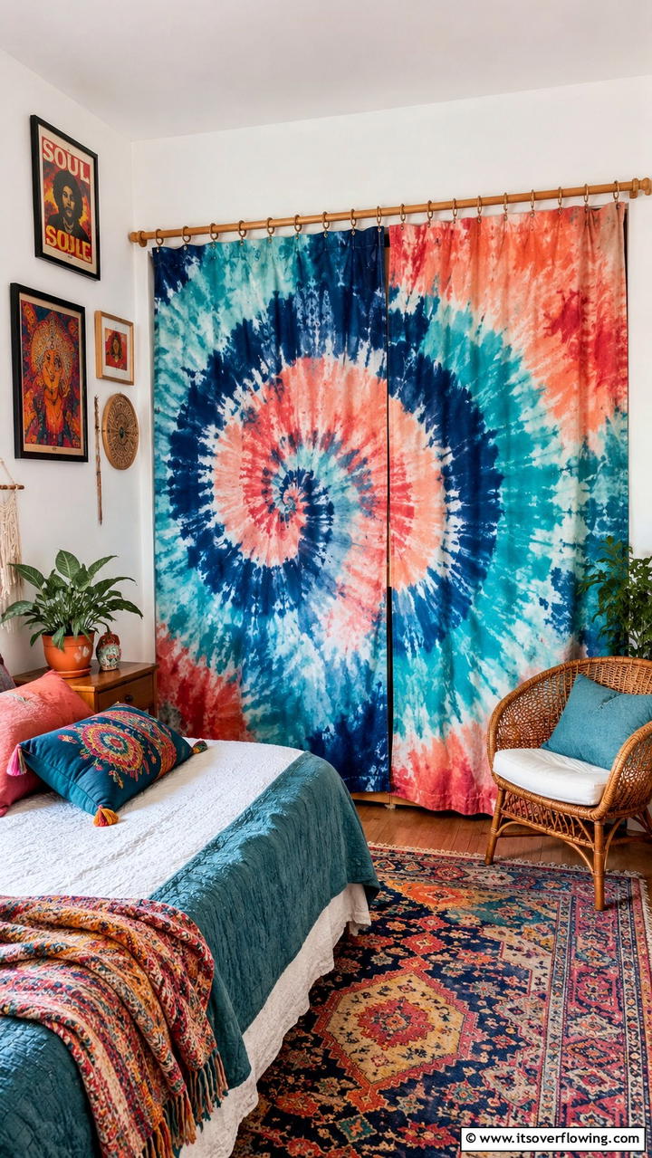 Tie Dye Artistic Flair - 30 Closet Curtain Ideas for Stylish and Practical Storage