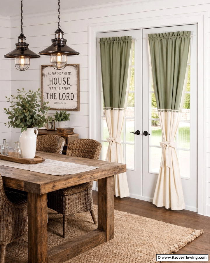 Tie Up Curtains for a Casual Appeal - 20 French Door Curtain Ideas to Elevate Your Home Decor