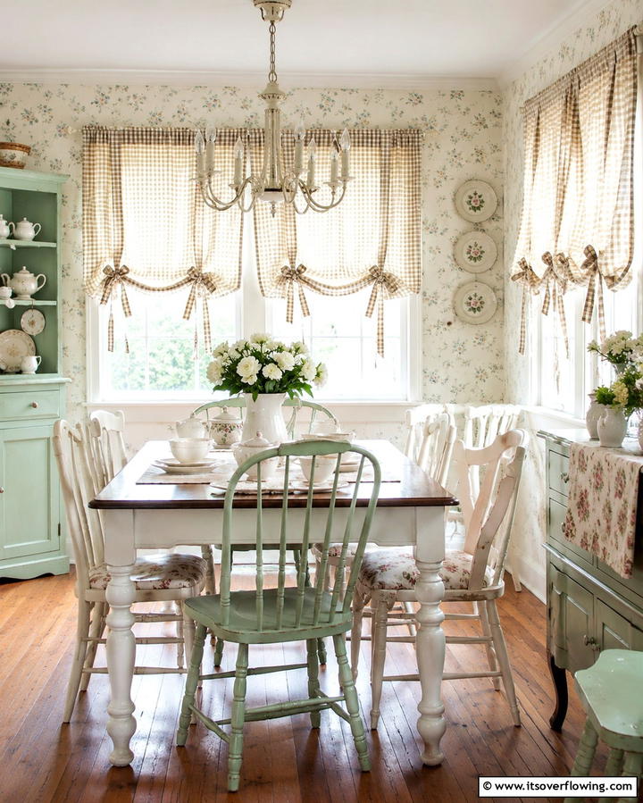 Tie Up Shades for Cottage Charm - 25 Dining Room Window Treatments for Elegant Spaces