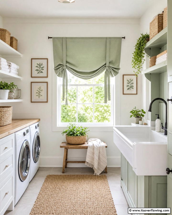 Tie Up Shades for Versatile Styling - 20 Laundry Room Curtain Ideas for a Stylish and Private Space