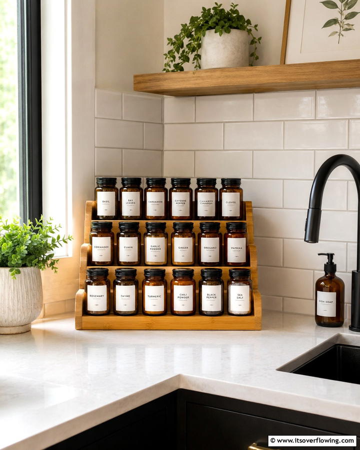 Tiered Countertop Spice Rack - 25 Spice Rack Ideas to Organize Your Kitchen