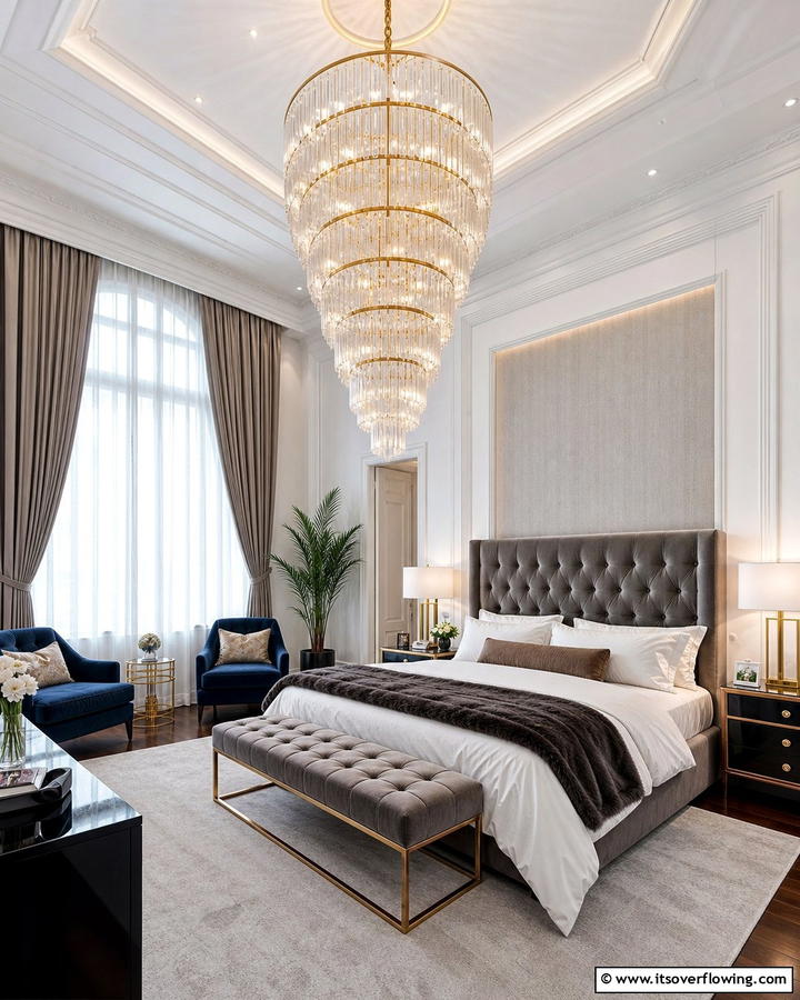 Tiered Design - 20 Bedroom Chandelier Ideas to Elevate Your Space