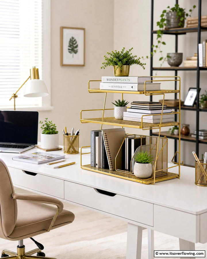 Tiered Desktop Racks - 21 Desk Organization Ideas for Clutter-Free Workspaces