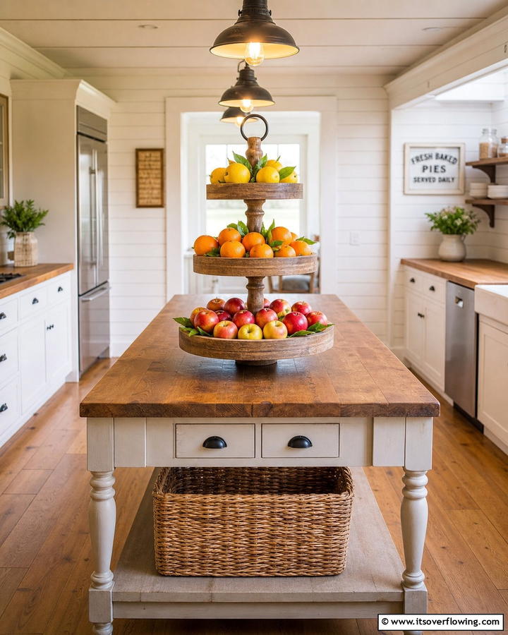 Tiered Fruit Bowl Display - 20 Kitchen Island Centerpiece Ideas for a Stunning Look