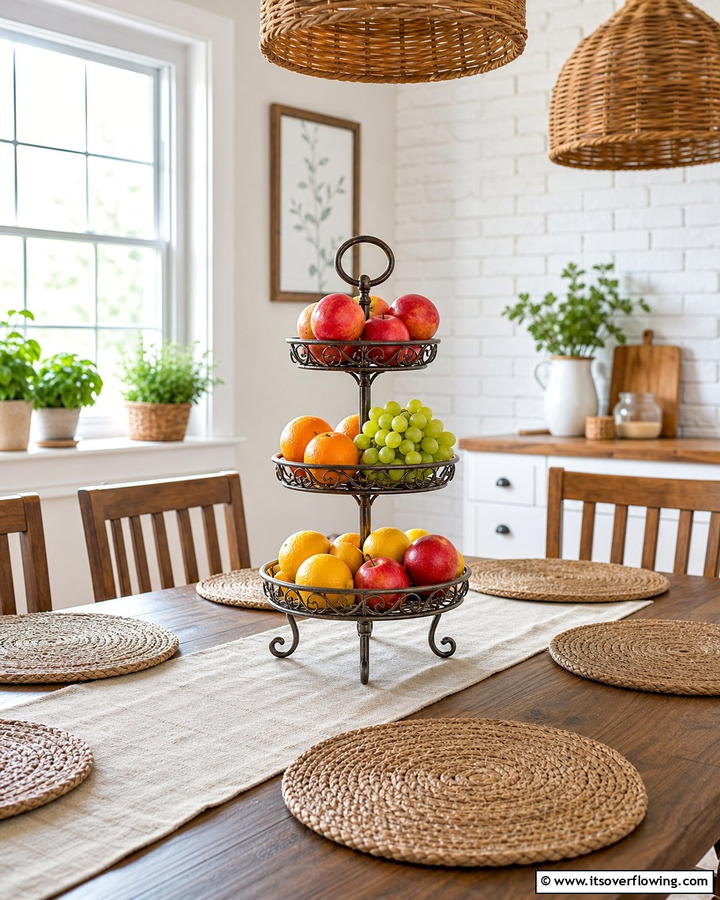 Tiered Fruit Stand with Fresh Produce - 25 Centerpiece Ideas for Stunning Table Decor