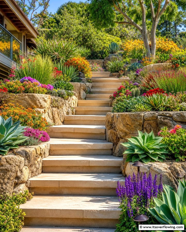 Tiered Garden Steps - 25 Patio Steps Ideas to Enhance Your Outdoor Space