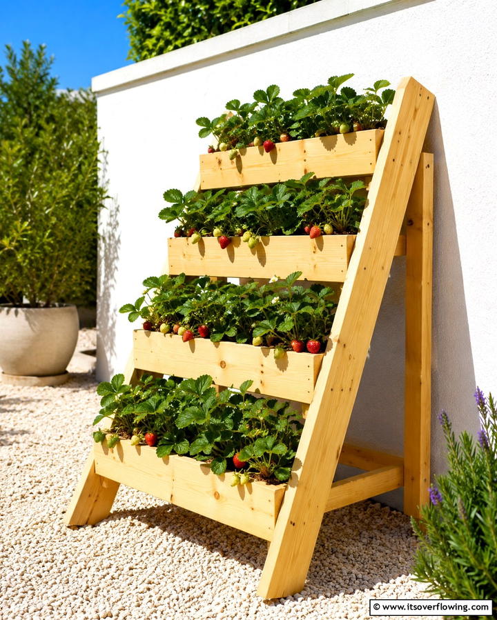 Tiered Ladder Planters for Easy Access - 25 Strawberry Planter Ideas for Fresh Homegrown Berries