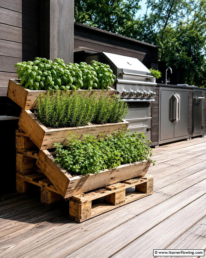 Tiered Pallet Herb Garden - 25 Vertical Pallet Garden Ideas for Urban Spaces