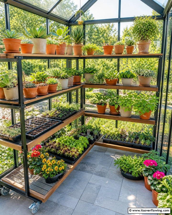 Tiered Plant Shelving - 20 Innovative Corner Greenhouse Ideas for Gardeners