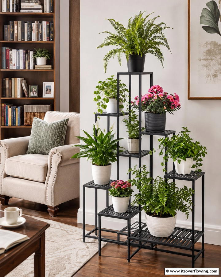 Tiered Plant Stand Display - 25 Potted Plant Arrangement Ideas for Stylish Decor