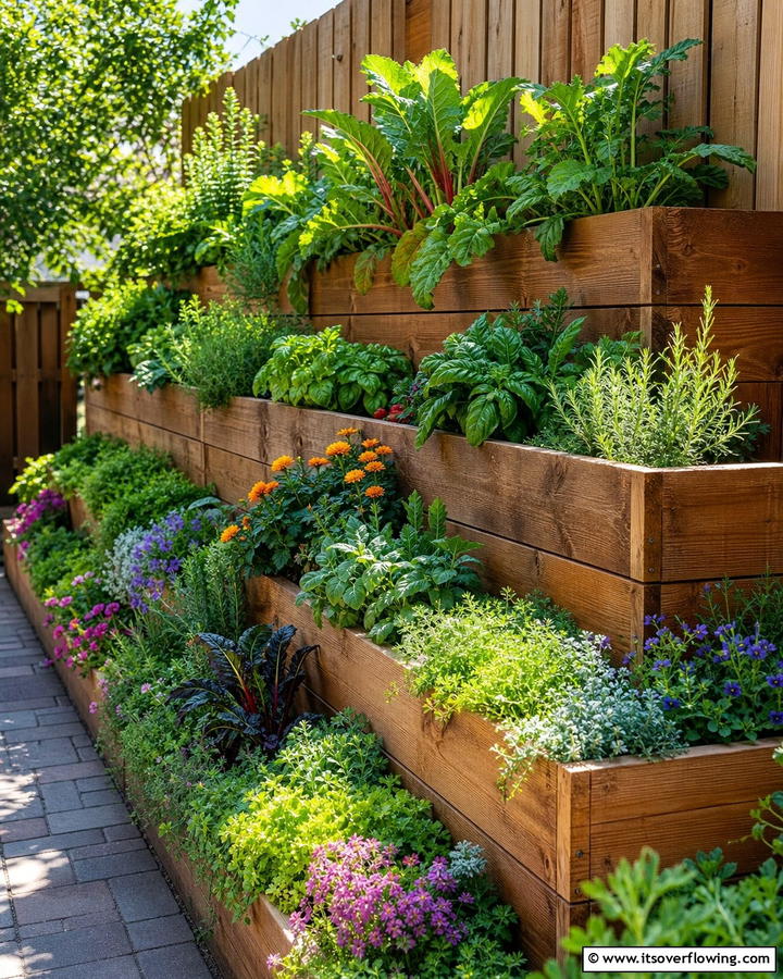 Tiered Raised Beds - 20 Raised Garden Bed Along Fence Ideas for Your Yard