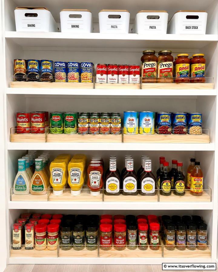 Tiered Shelves for Better Visibility - 25 Pantry Shelving Ideas for Organized Kitchens