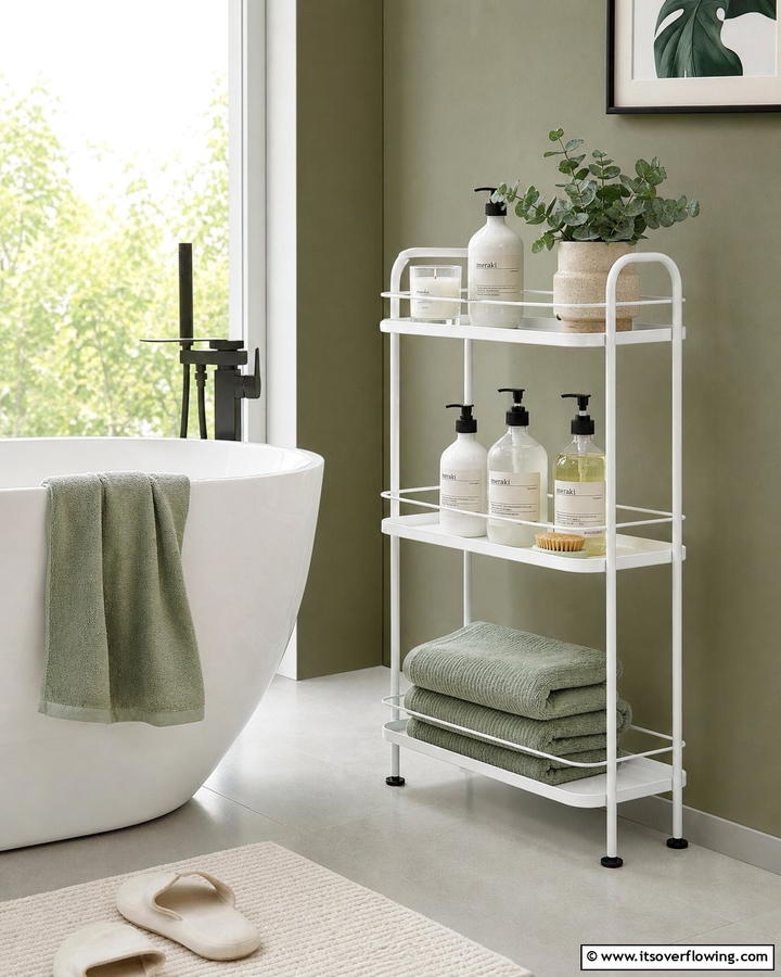 Tiered Shelving Units - 21 Clever Bathroom Storage Ideas to Maximize Space and Style