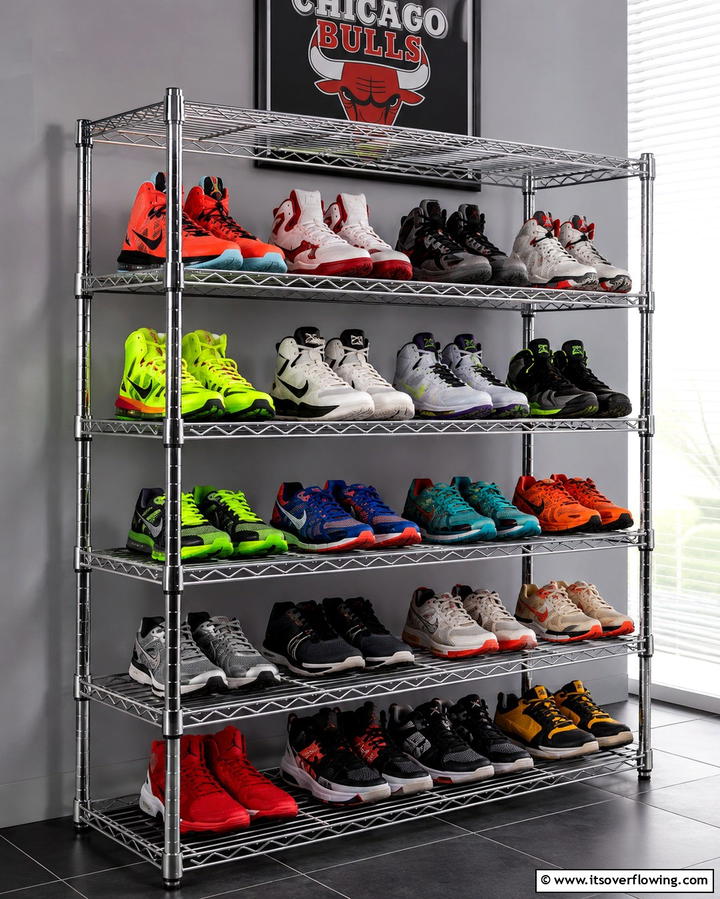 Tiered Shoe Shelves - 25 Smart Garage Shoe Storage Ideas for Organization