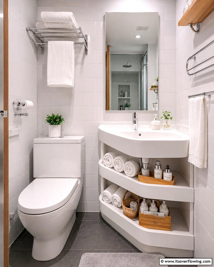 Tiered Sinks for Built In Storage - 20 Small Bathroom Sink Ideas for a Functional and Stylish Space