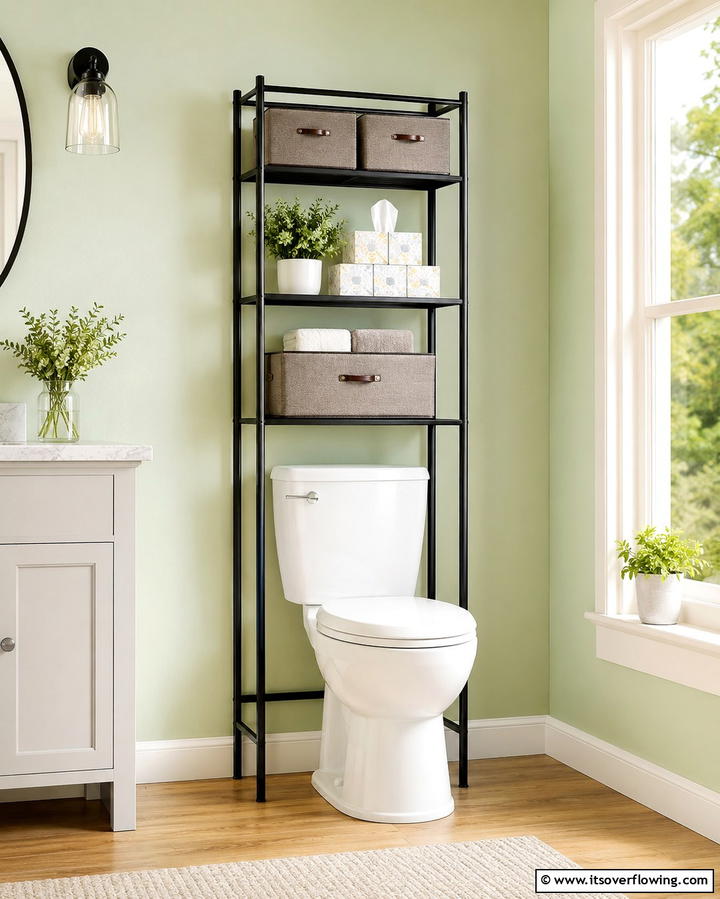 Tiered Storage Towers - 25 Over Toilet Storage Ideas for Small Bathrooms