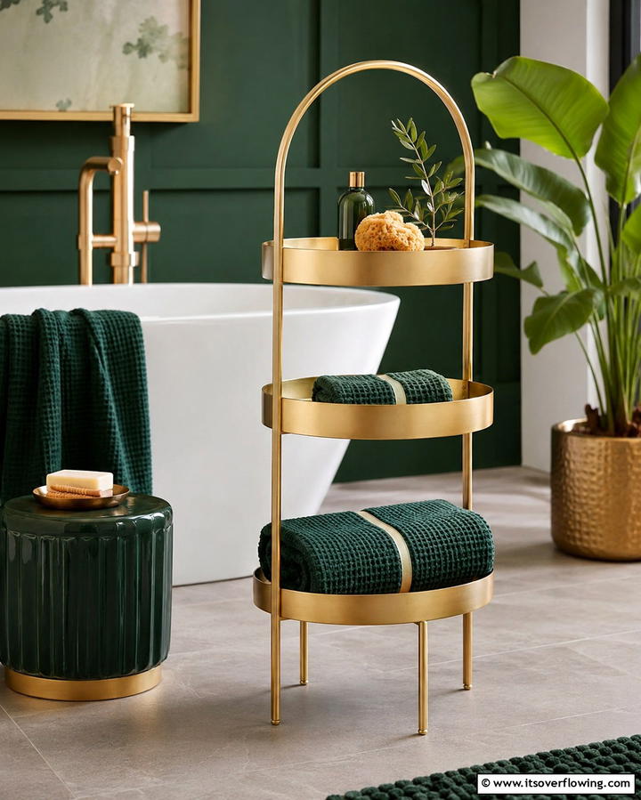 Tiered Towel Stand - 25 Towel Display Ideas to Organize Your Bathroom