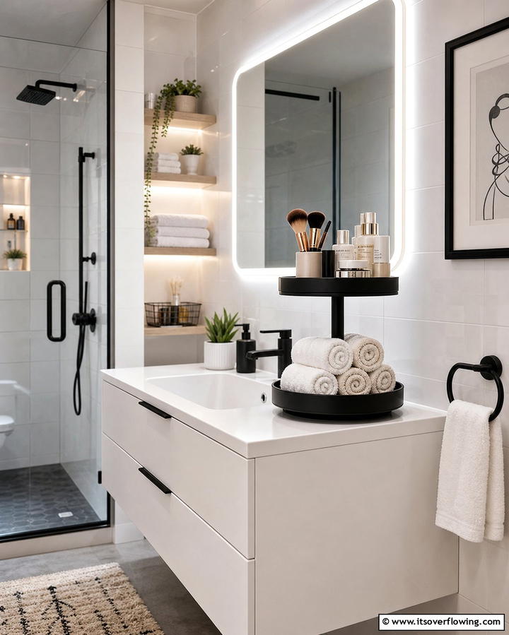 Tiered Tray for Vertical StorageOne - 25 Stylish Bathroom Tray Ideas to Organize and Decorate