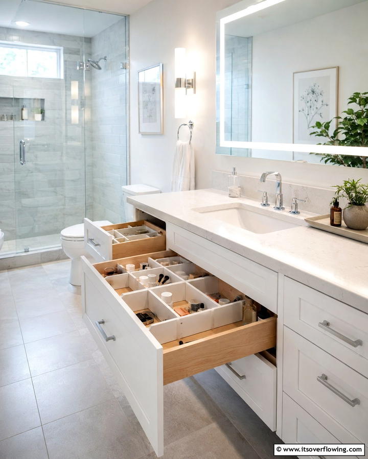 Tiered Trays for Multi Level Storage - 25 Bathroom Drawer Organization Ideas for a Clutter-Free Space