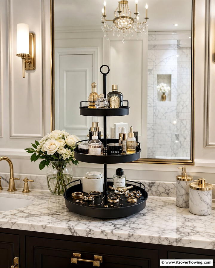 Tiered Trays for Vertical Storage - 25 Vanity Organization Ideas for a Clutter-Free Space
