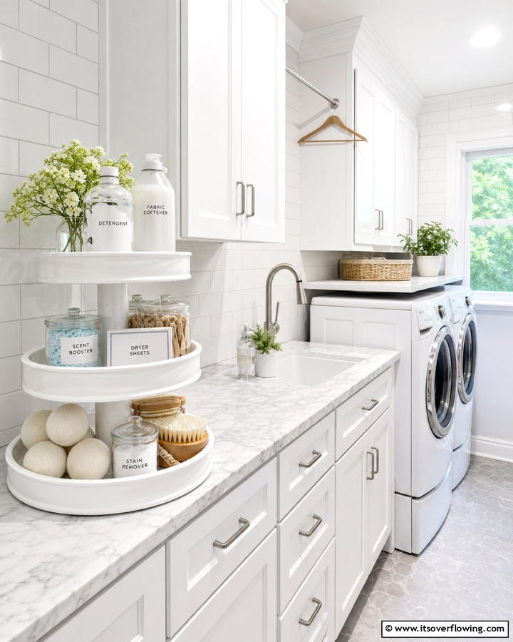 Tiered Trays - 20 Laundry Detergent Storage Ideas for an Organized Space