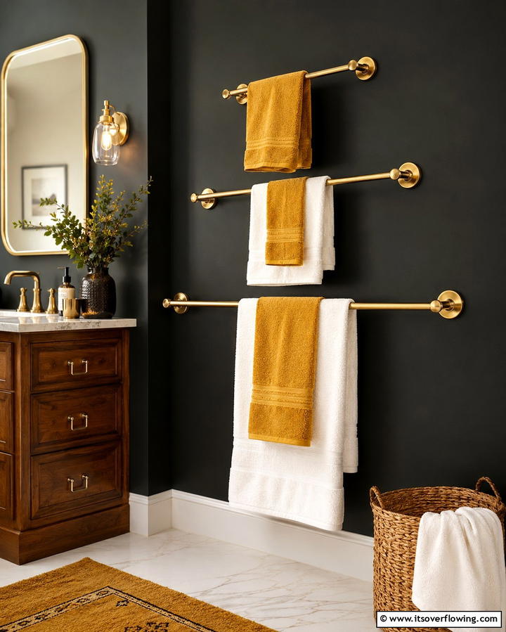 Tiered Wall Towel Bars - 25 Towel Display Ideas to Organize Your Bathroom