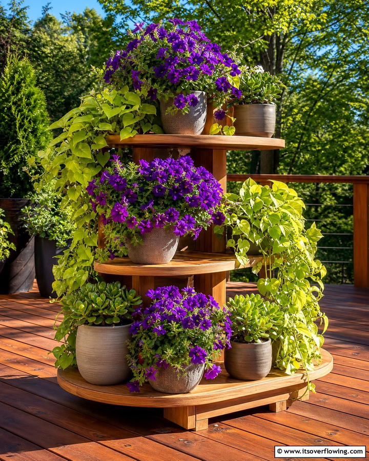 Tiered Wooden Plant Stand - 25 Outdoor Plant Stand Ideas for Greenery Lovers