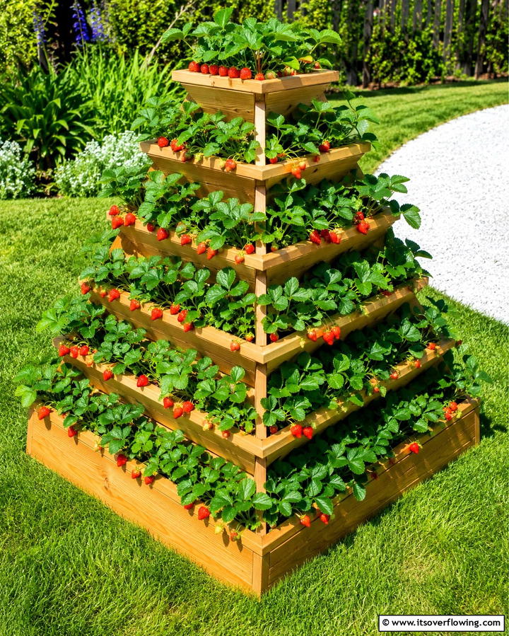 Tiered Wooden Planters - 25 Strawberry Planter Ideas for Fresh Homegrown Berries