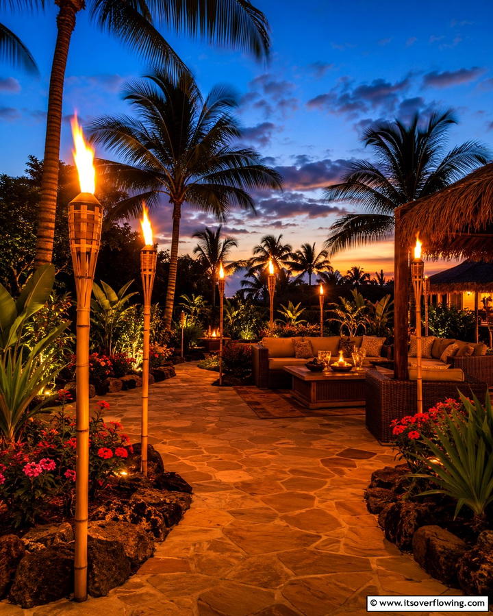 Tiki Torches for Atmospheric Lighting - 20 Tropical Backyard Ideas for a Lush Oasis