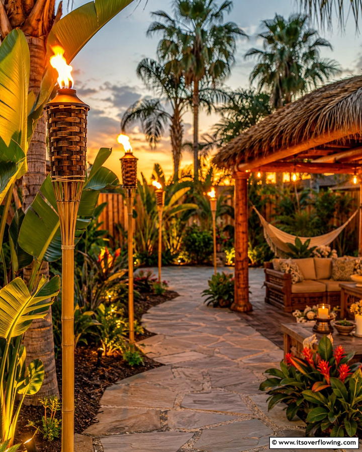 Tiki Torches for a Tropical Feel - 25 Backyard Lighting Ideas to Illuminate Your Outdoor Space