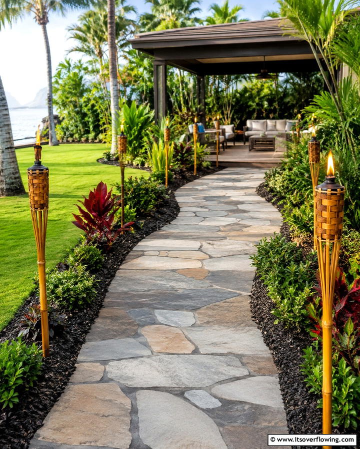 Tiki Torches for an Island Vibe - 25 Tropical Patio Ideas for a Relaxing Outdoor Oasis