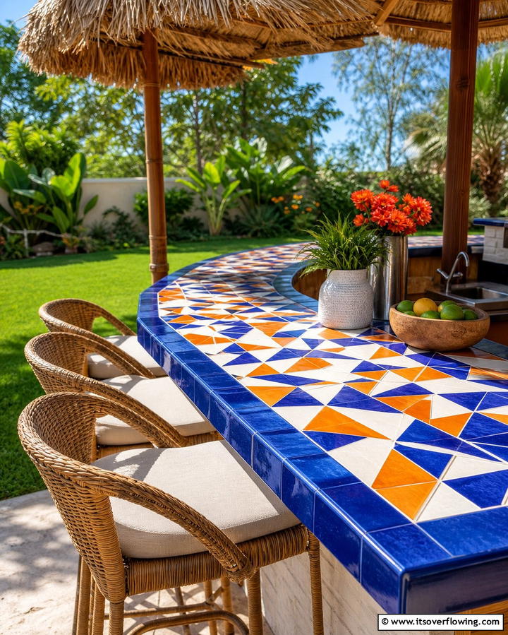 Tile Countertops for Creative Designs - 25 Outdoor Kitchen Countertop Ideas for Functionality
