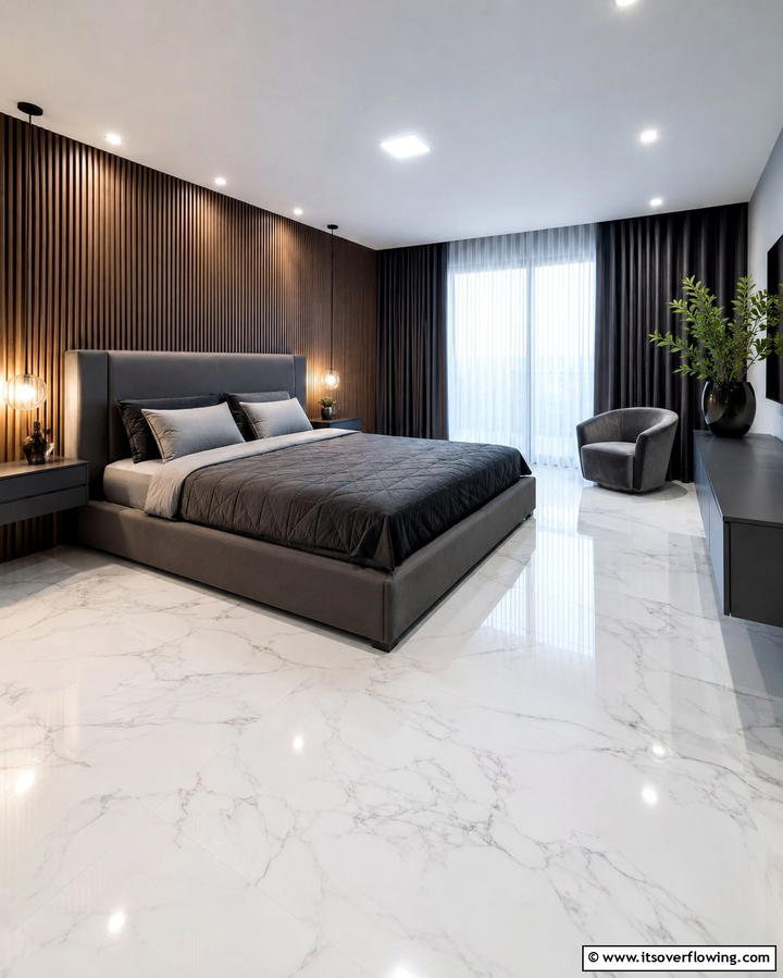 Tile Flooring for a Sleek Look - 30 Bedroom Flooring Ideas to Elevate Comfort and Style