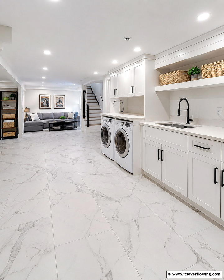 Tile Flooring - 25 Basement Floor Ideas for a Functional Space