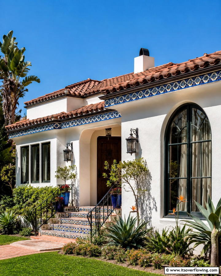 Tile Trimmed Rooflines - 25 Spanish Style Home Exterior Ideas for Curb Appeal