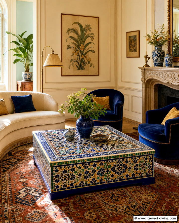 Tiled Coffee Tables - 25 Vintage 1930s Living Room Design Ideas for Nostalgia