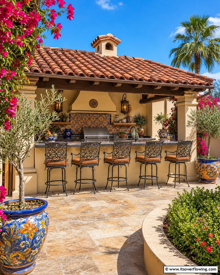 Tiled Roof for Classic Elegance - 20 Outdoor Kitchen Roof Ideas for Year-Round Enjoyment