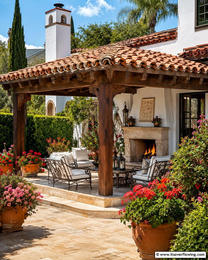 Tiled Roof for Mediterranean Flair - 25 Pergola Roof Ideas to Enhance Your Outdoor Living Space