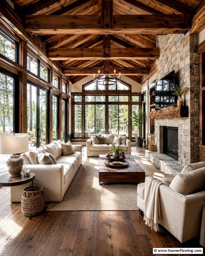 Timber Accented Sunroom - 30 Farmhouse Sunroom Ideas for Cozy and Light-Filled Relaxation
