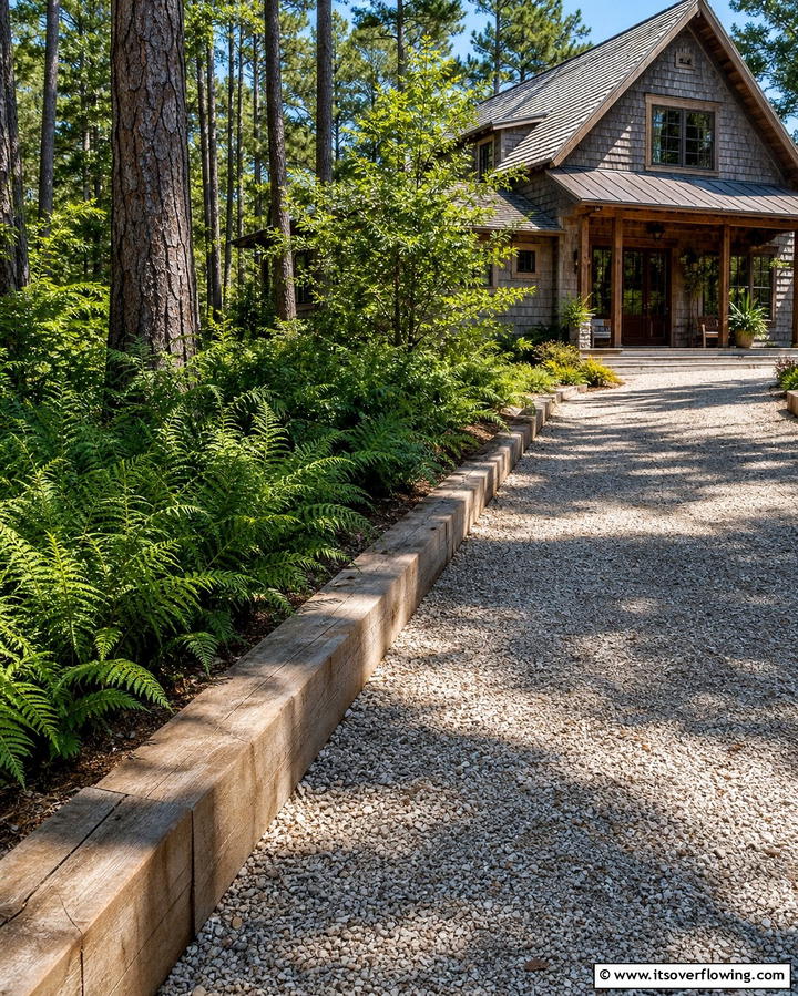 Timber Edging for a Rustic Feel - 25 Gravel Driveway Edging Ideas for a Polished Look