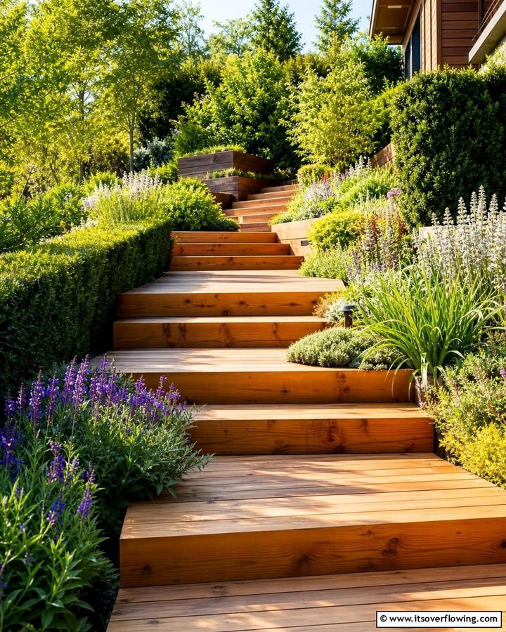 Timber Steps and Landing - 20 Sloped Walkway Ideas for Beautiful Landscaping