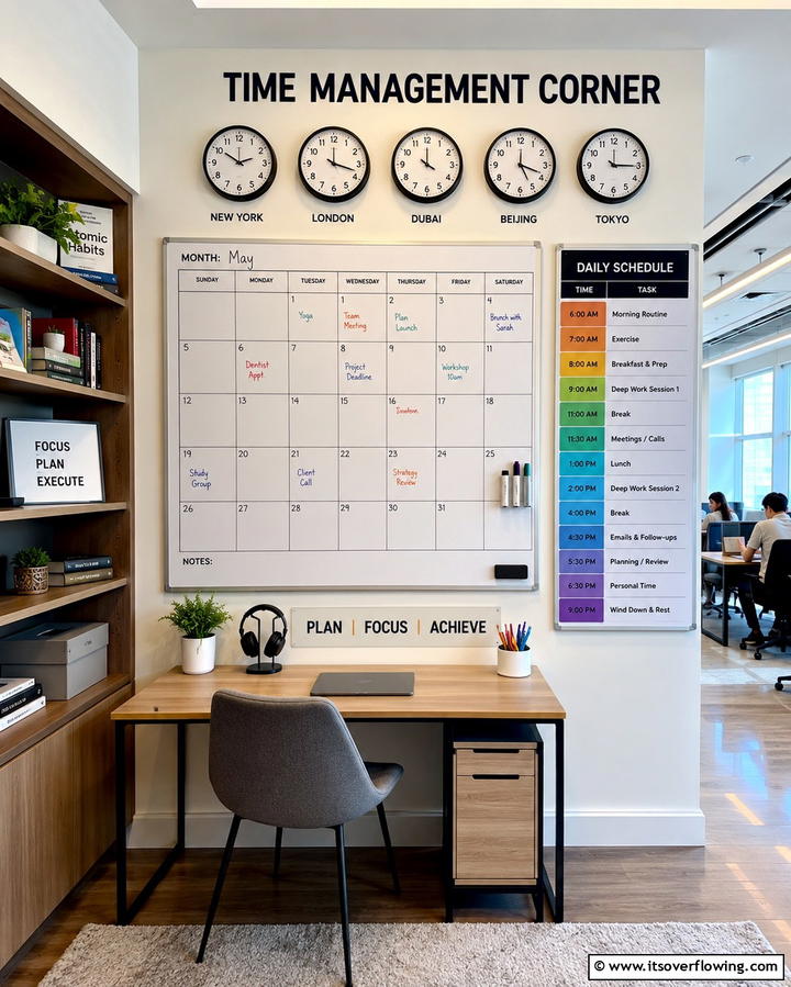 Time Management Corner - 30 Homeschool Room Ideas- Functional Learning Spaces at Home