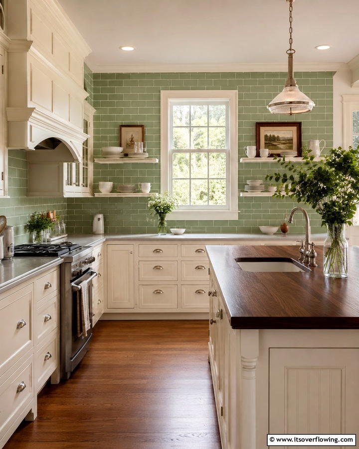 Timeless Appeal of Sage Green Subway Tiles - 25 Chic Kitchen With Green Backsplash Ideas