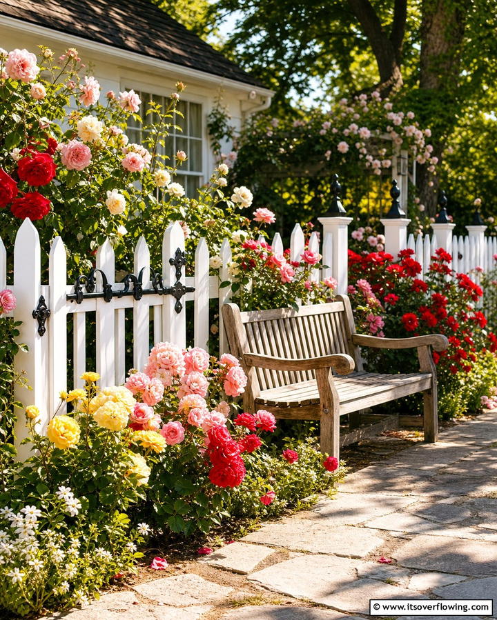 Timeless Appeal with Picket Wood and Iron Details - 25 Metal and Wood Fence Ideas for Durable Boundaries