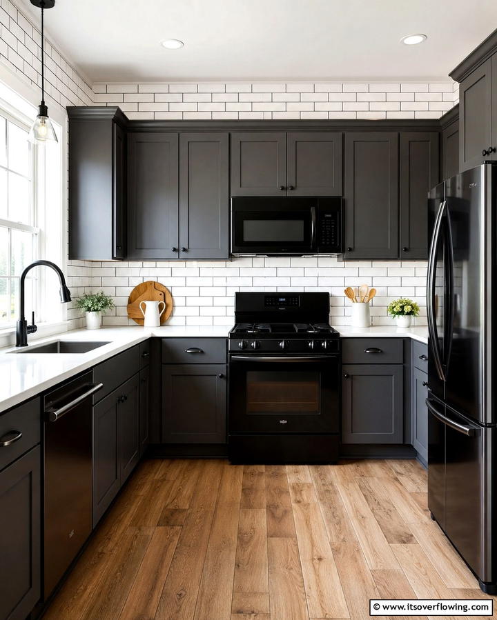 Timeless Appeal with Subway Tiles - 25 Kitchen With Black Appliances for a Sleek and Modern Look