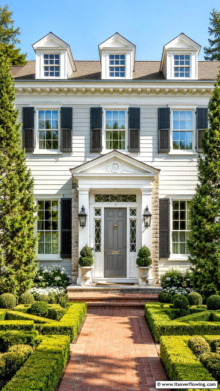Timeless Architectural Harmony - 30 Colonial Front Door Ideas to Enhance Your Home’s Charm